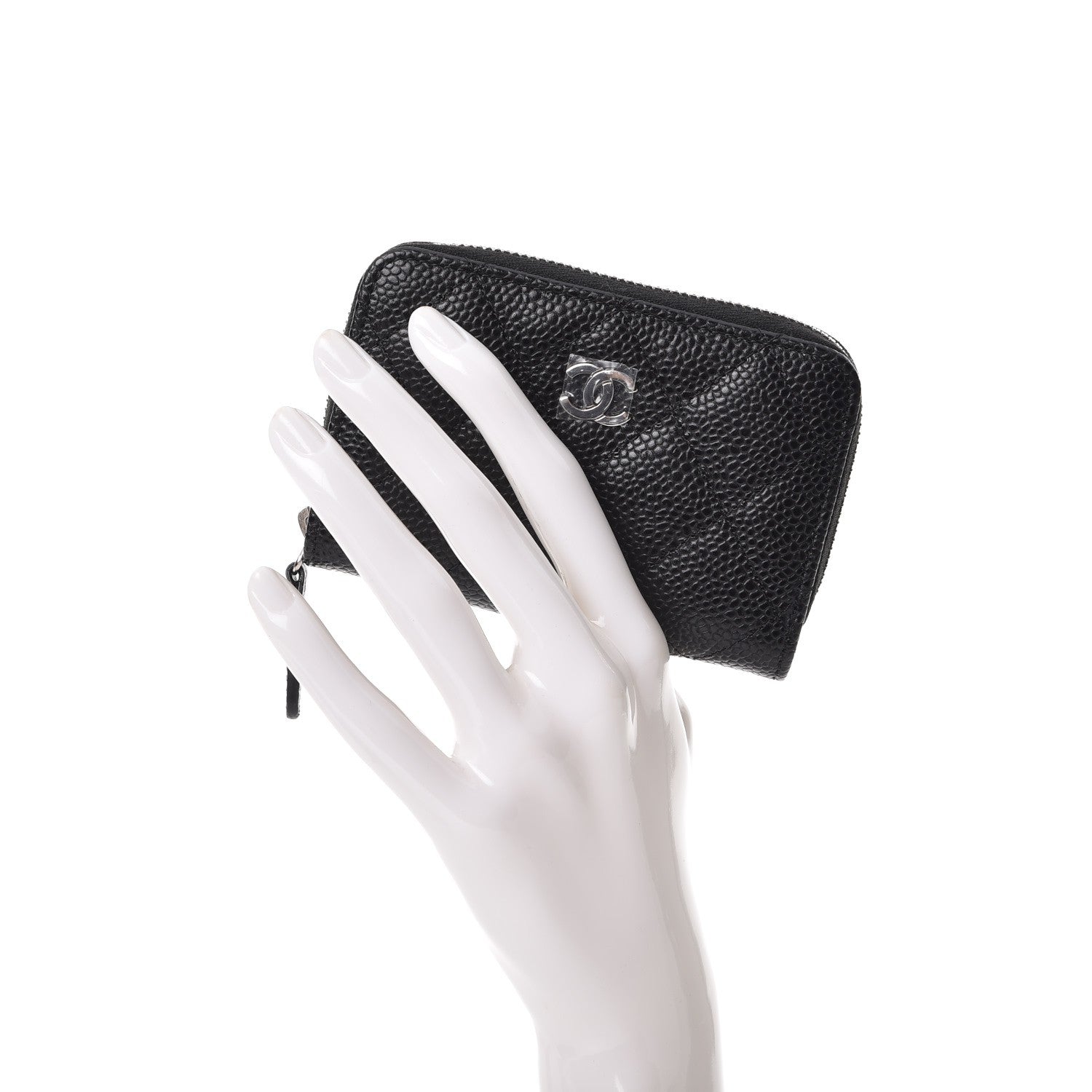 Chanel Caviar Quilted Zip Coin Purse Black 2 of 8