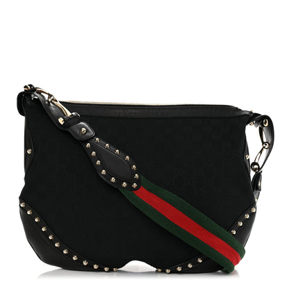 Gucci Monogram Pelham Studded Shoulder Bag Black 1 of 11
