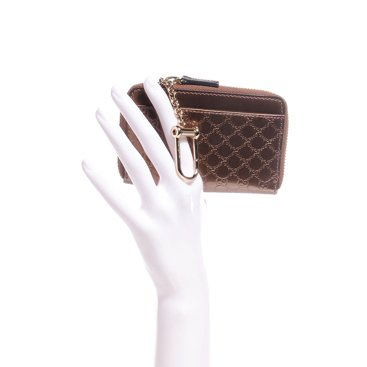 Shine Microguccissima Zip Around Key Ring Coin Case Acero