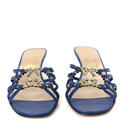 Gucci Malaga Kid Crystal GG Isa Ankle Strap 55mm Sandals 37 Rio Blue 3 of 10