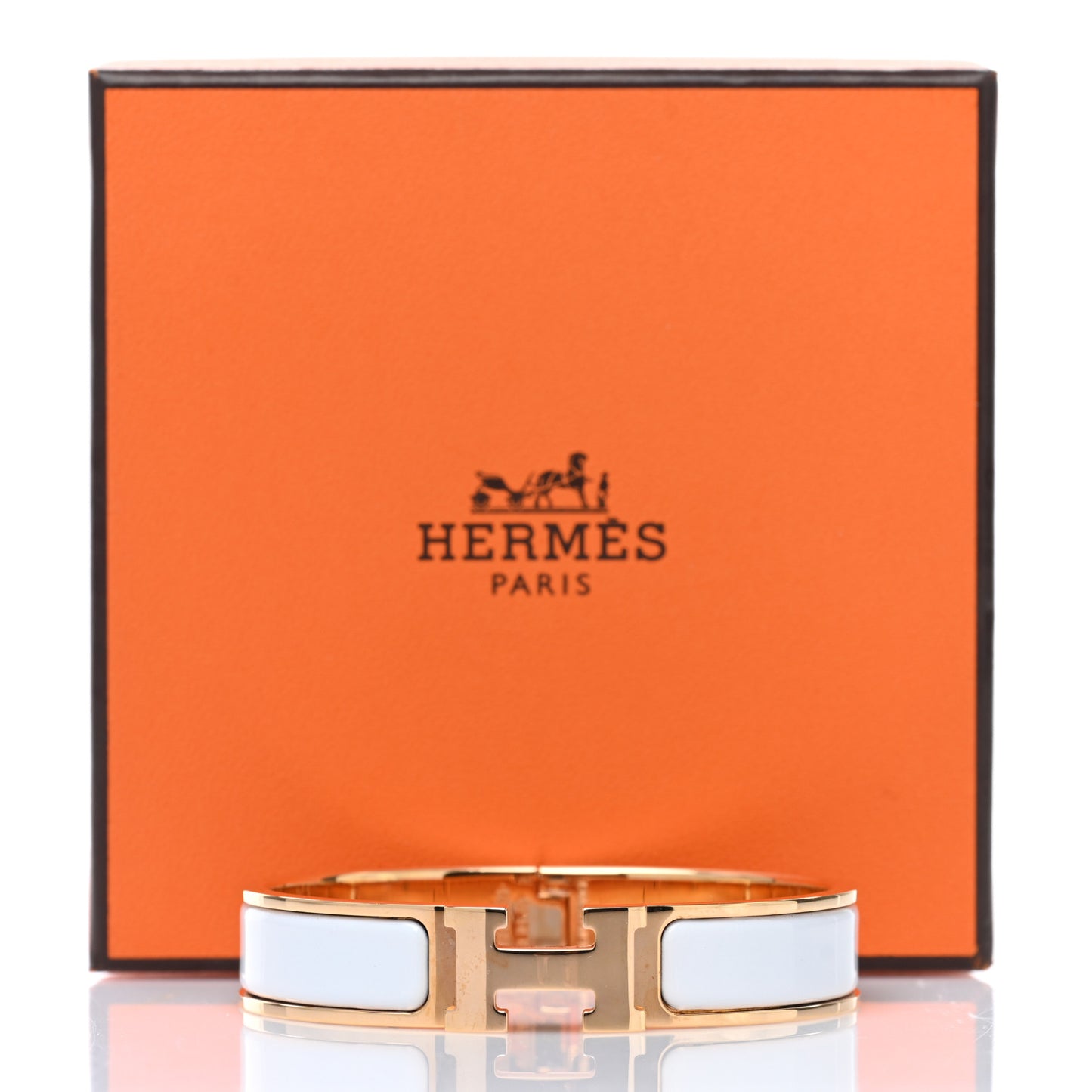 Enamel Narrow Clic Clac H Bracelet PM White