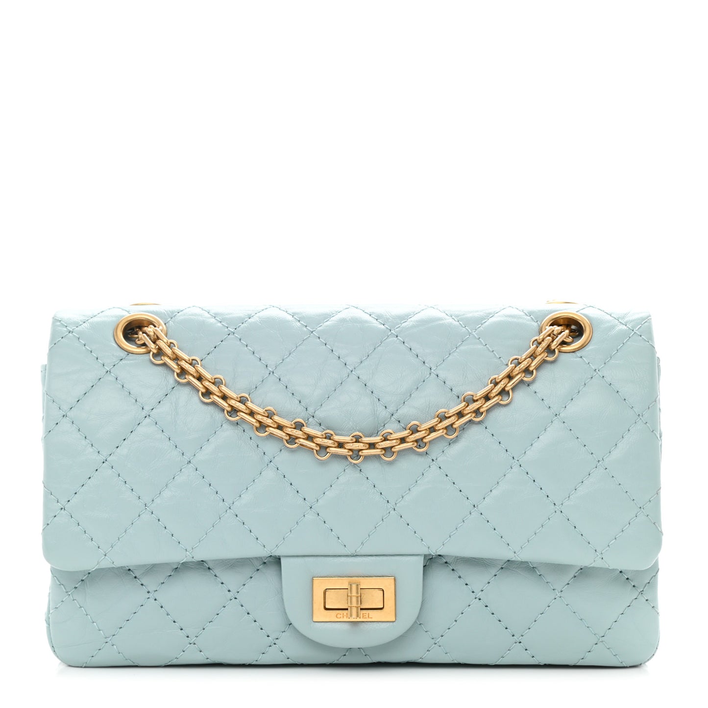 Aged Calfskin Quilted 2.55 Reissue 225 Flap Light Blue