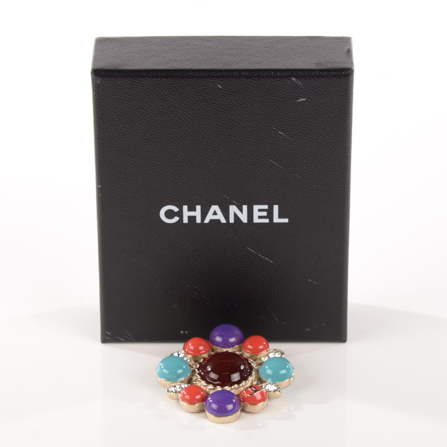 Enamel Crystal Large CC Brooch Multicolor