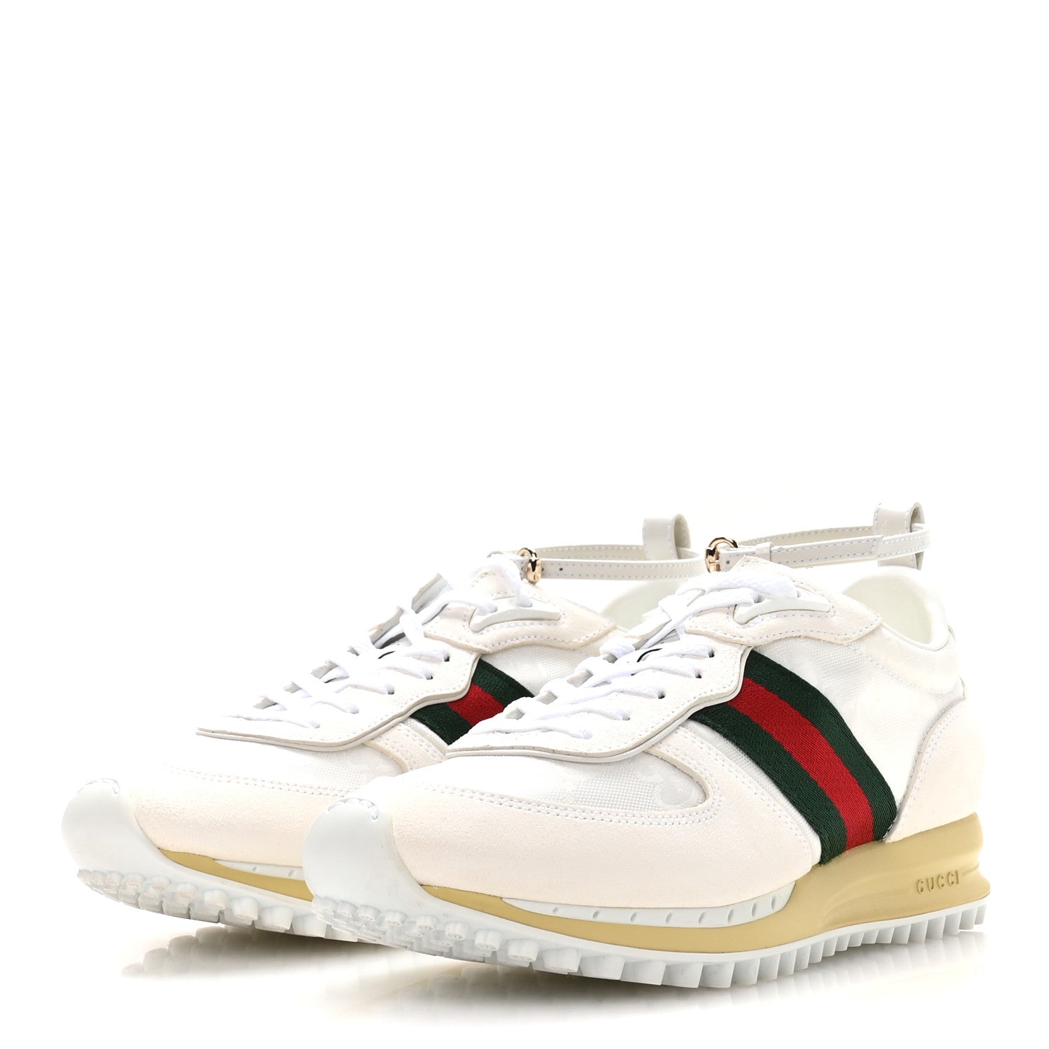Gucci GG Suede Monogram Web Re-Motion Sneakers 37.5 White 4 of 8