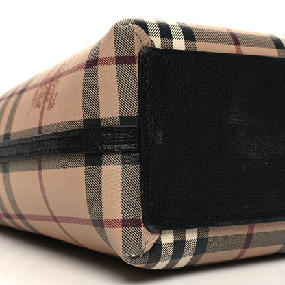 Burberry Grainy Calfskin Haymarket Check Small Reversible Tote Black 8 of 16