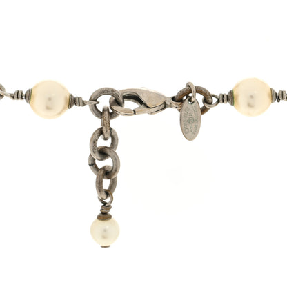 Chanel Pearl Crystal CC Starfall Necklace Silver 4 of 5