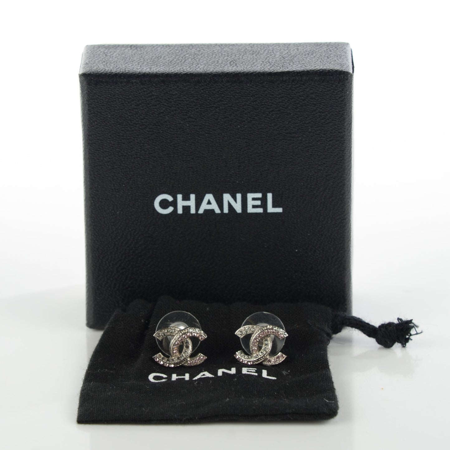 Crystal CC Earrings Silver Pink