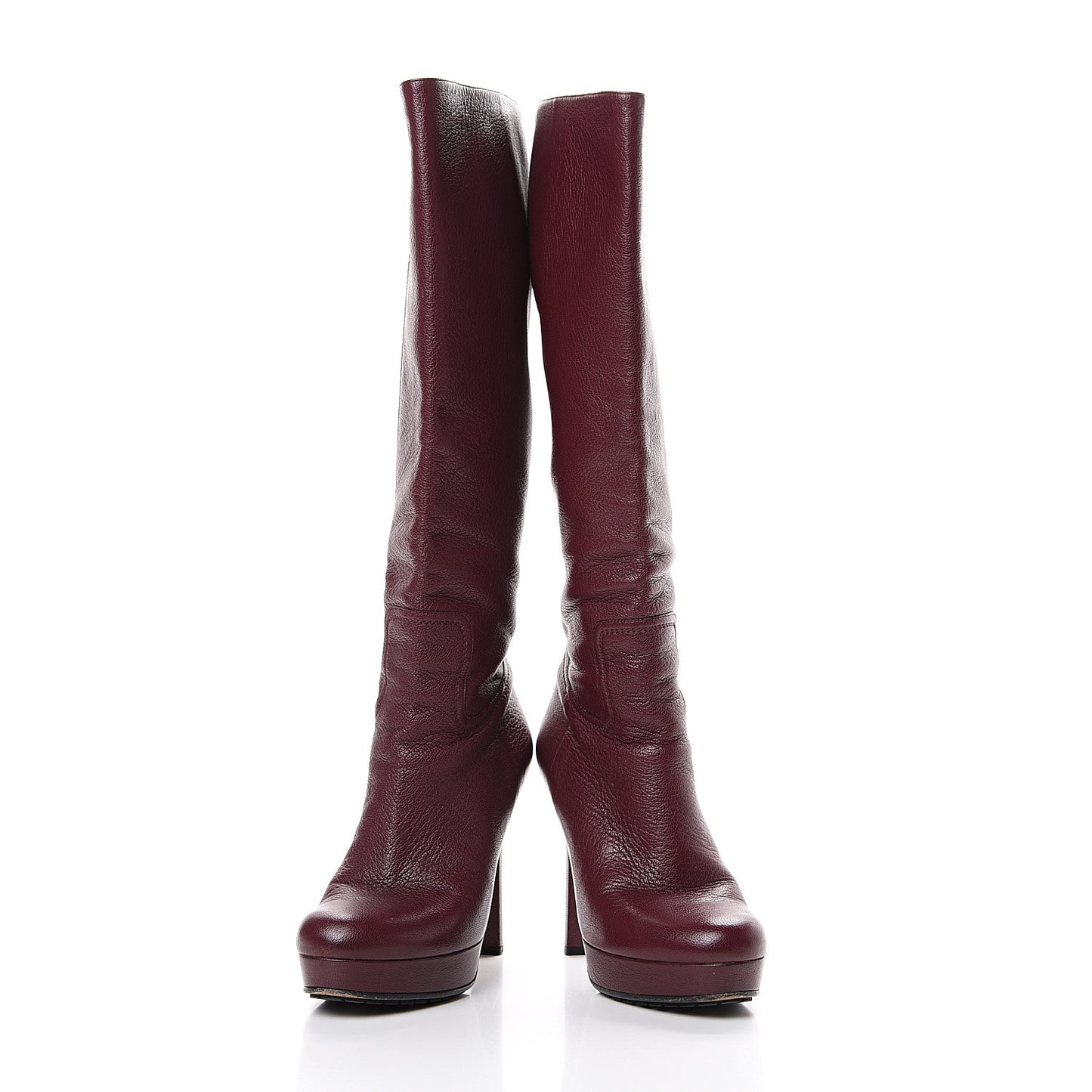 Calfskin Anouk Knee High Boots 37.5 Burgundy