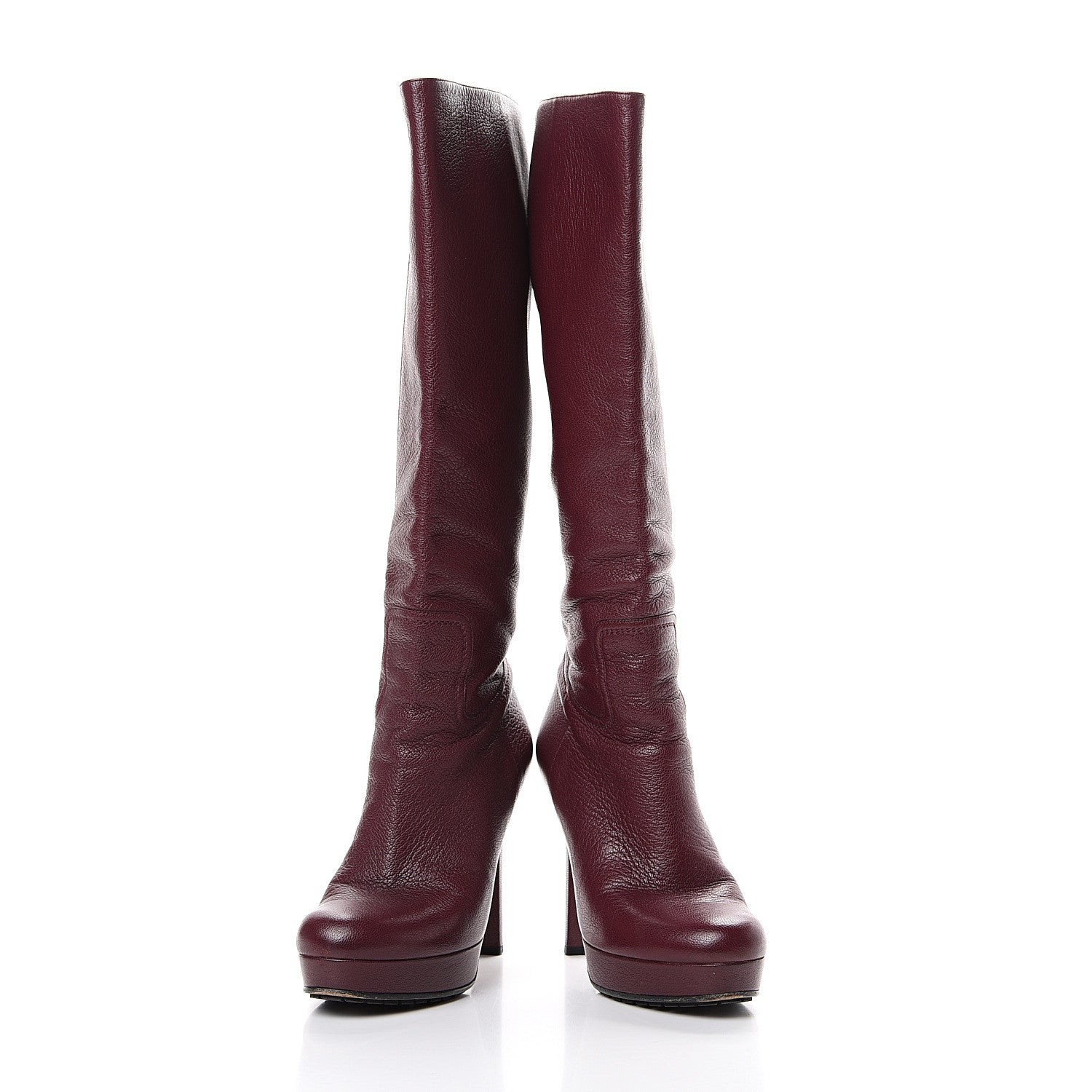 Gucci Calfskin Anouk Knee High Boots 37.5 Burgundy 6 of 11