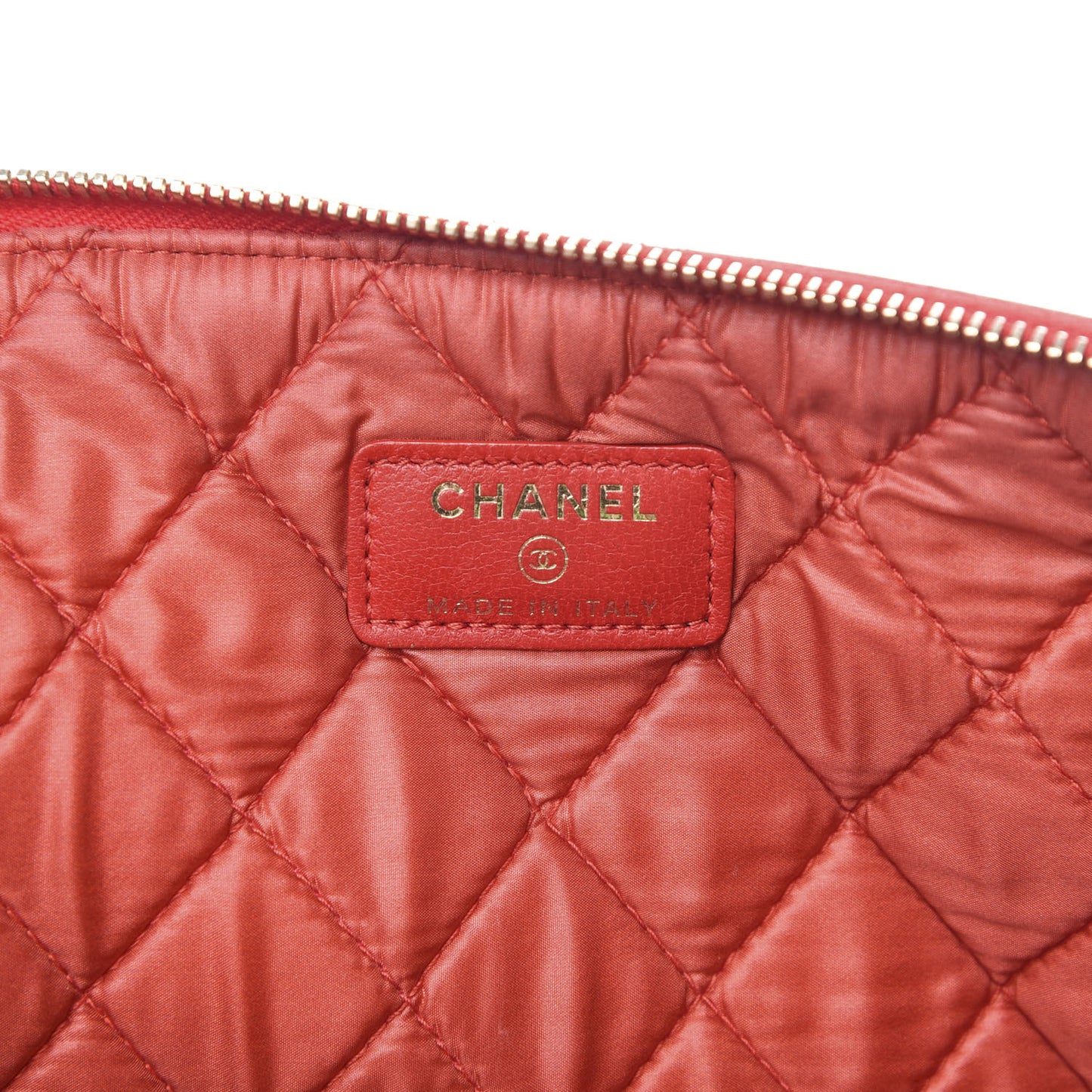 Lambskin Quilted Large Boy Zip Pouch Red