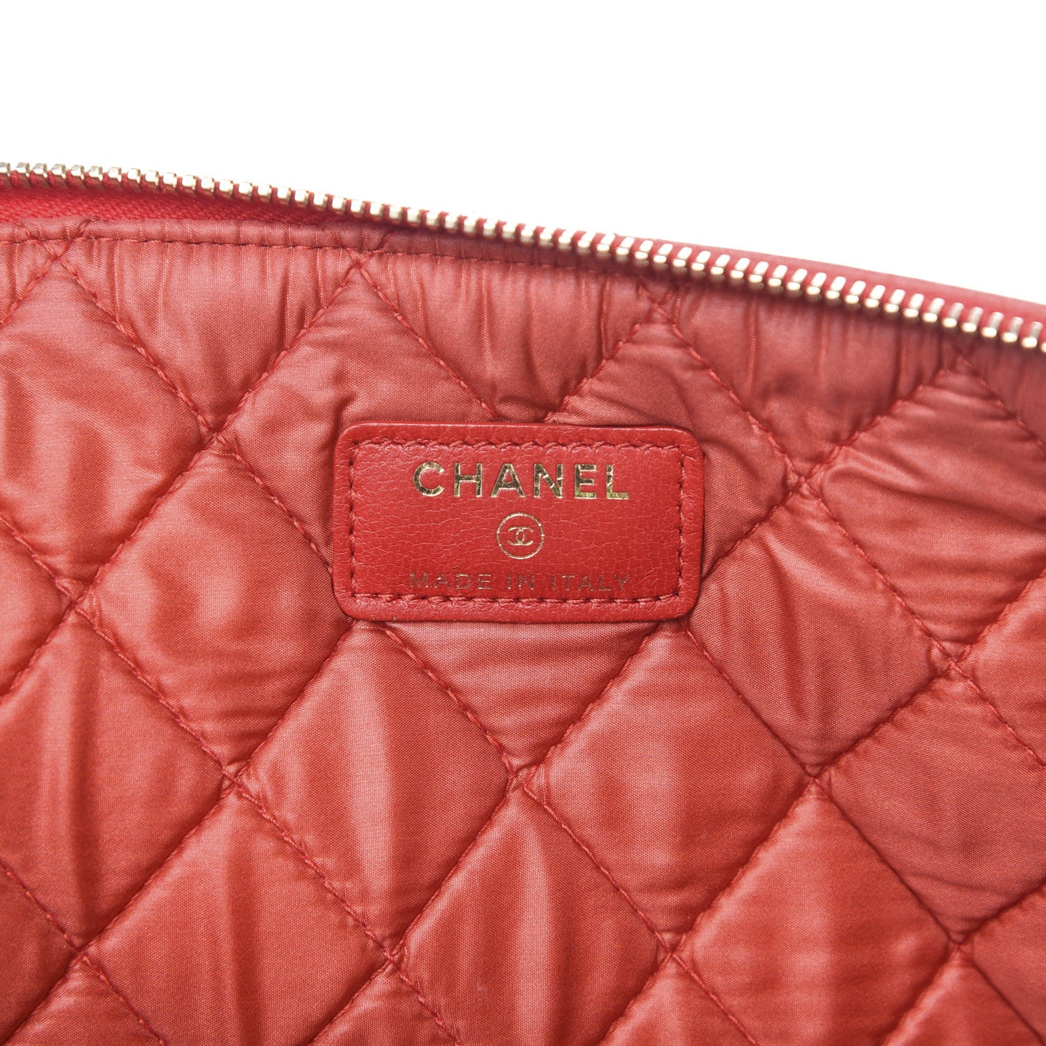 Chanel Lambskin Quilted Large Boy Zip Pouch Red 6 of 10