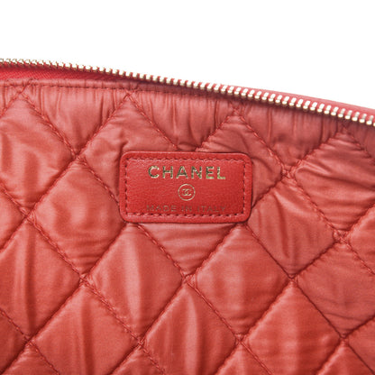Chanel Lambskin Quilted Large Boy Zip Pouch Red 6 of 10