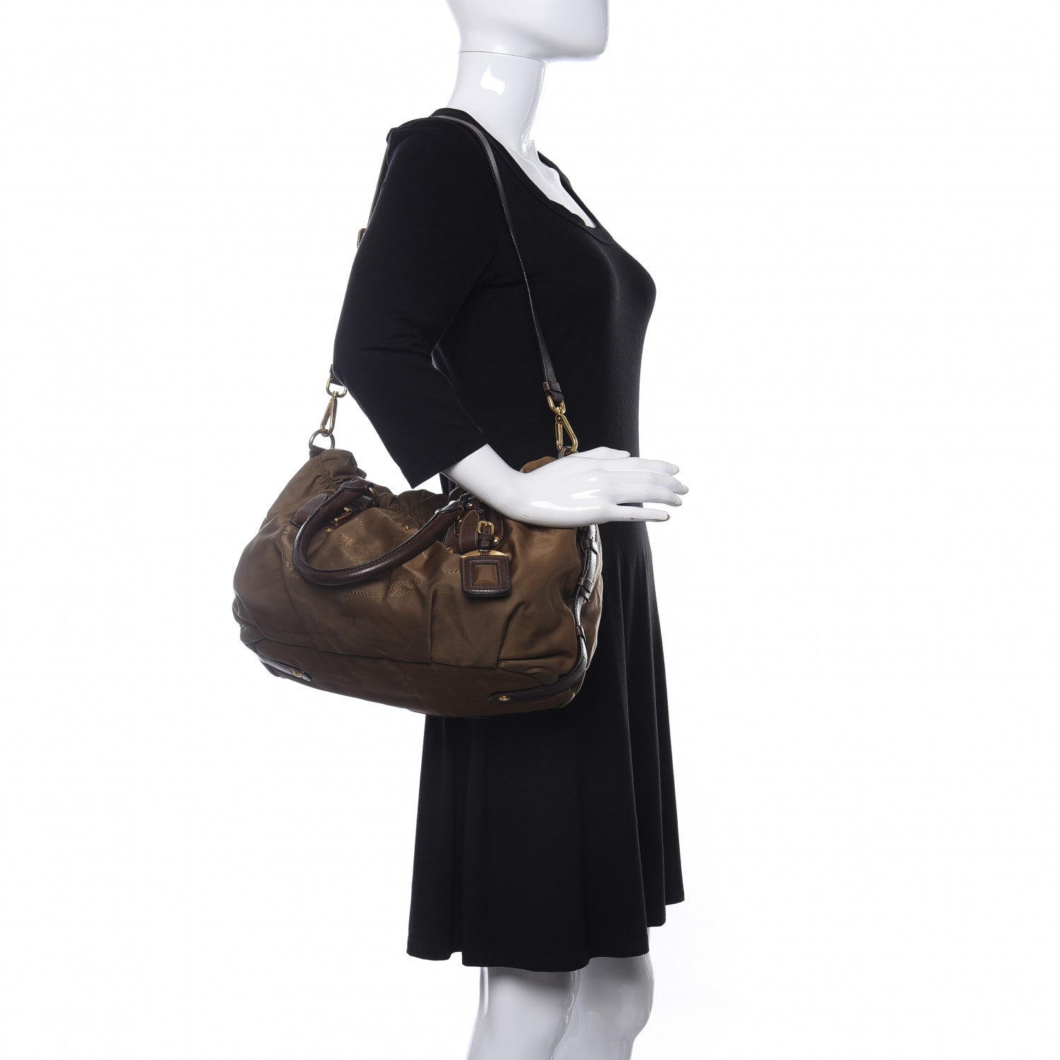 Prada Tessuto Nylon Jacquard Logo Tote Brown 2 of 18