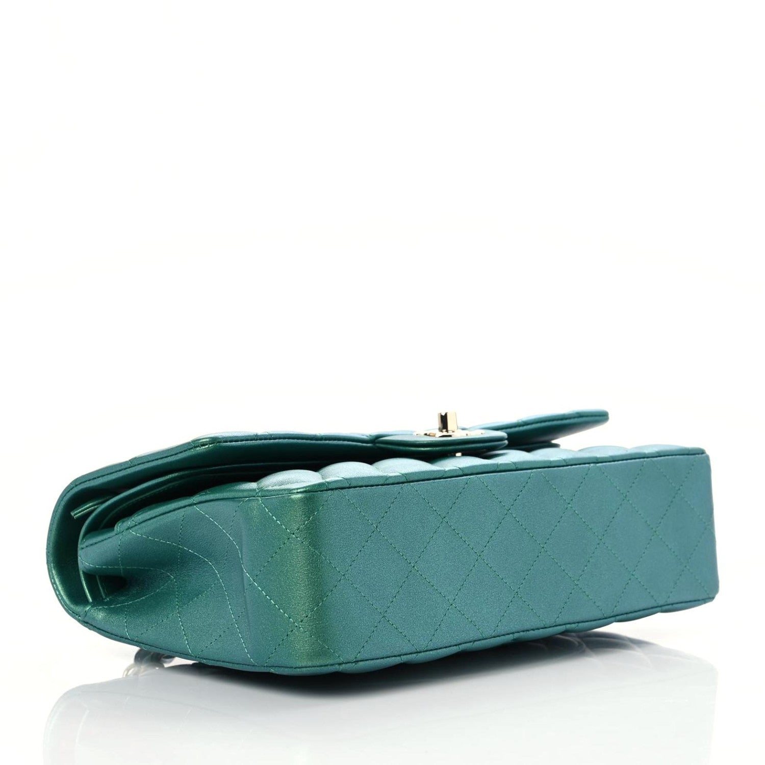 Chanel Iridescent Calfskin Quilted Medium Double Flap Green 4 of 10