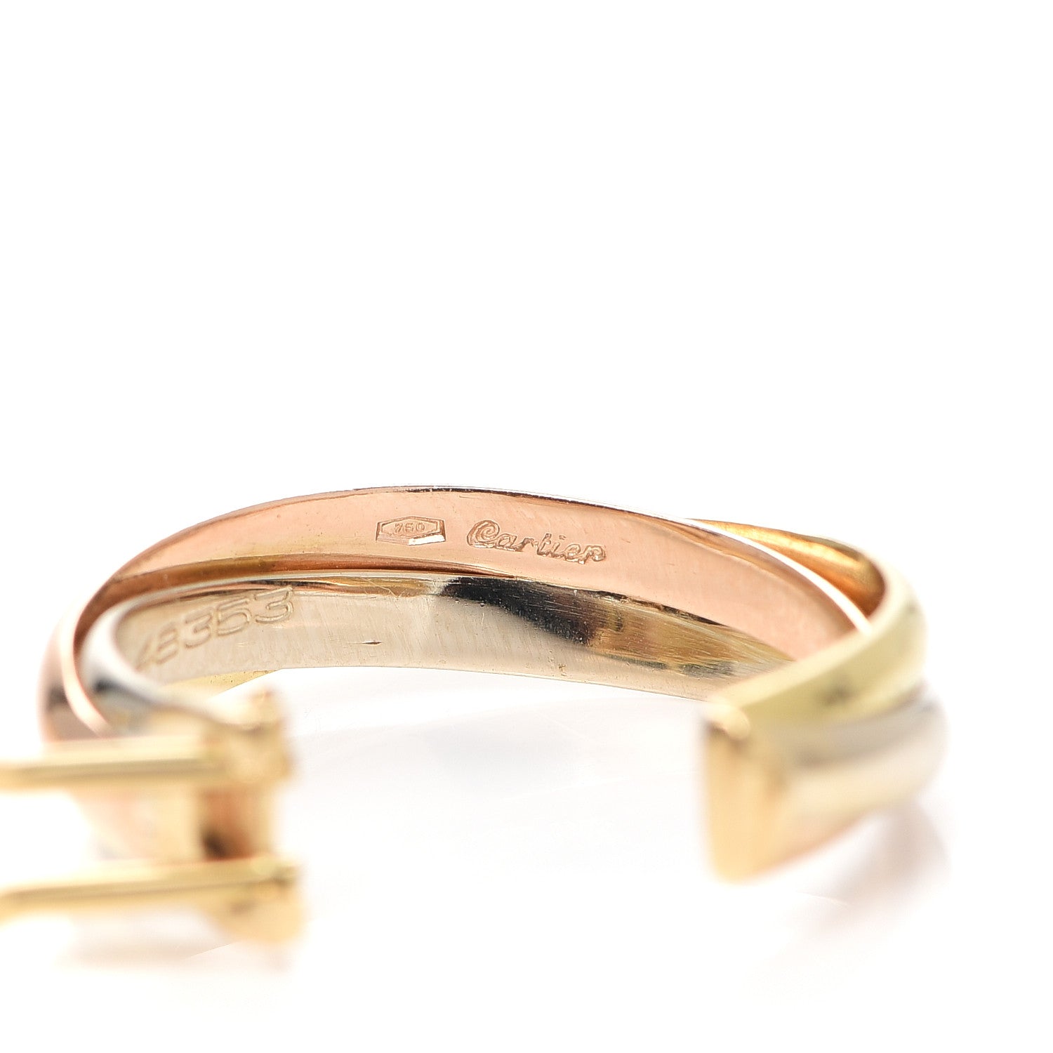 Cartier 18K Pink Yellow White Gold 5mm Trinity Hoop Clip-On Earrings 5 of 5