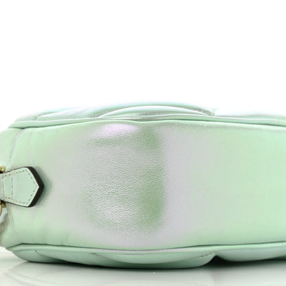 Gucci Iridescent Nappa Chevron Matelasse Small GG Marmont Chain Shoulder Bag Iridescent Salvy Green 9 of 11