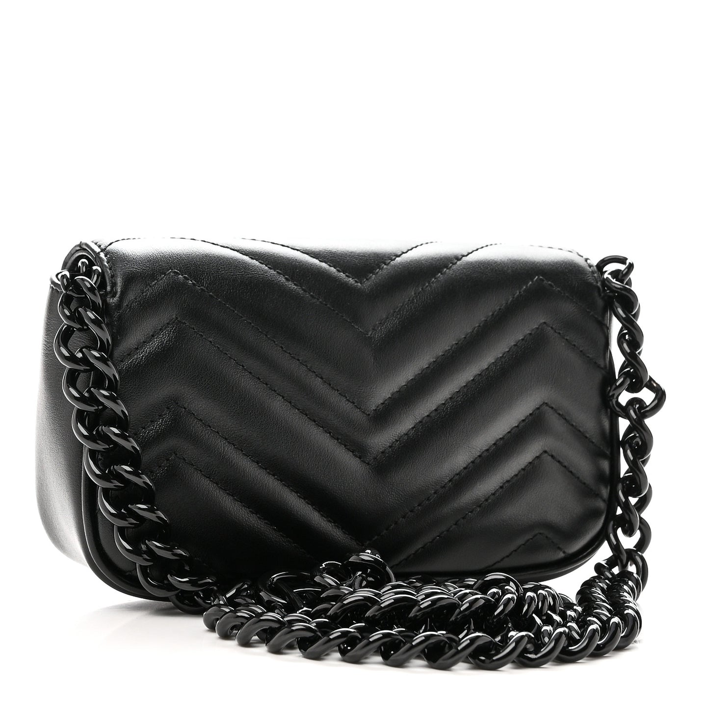 Calfskin Matelasse Monochrome GG Marmont Chain Belt Bag Black