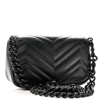 Gucci Calfskin Matelasse Monochrome GG Marmont Chain Belt Bag Black 3 of 10