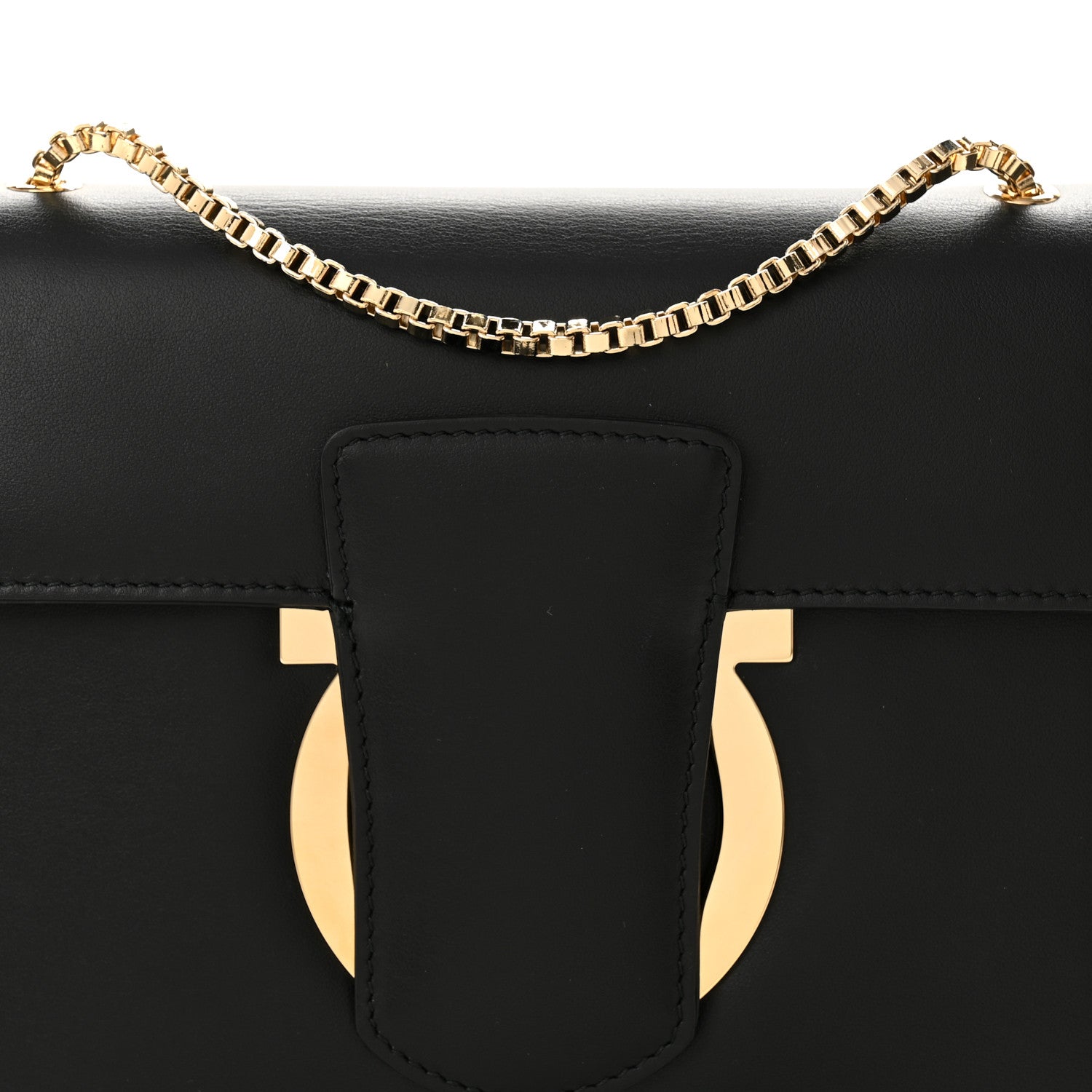 Salvatore Ferragamo Calfskin Thalia Flap Shoulder Bag Black 8 of 11