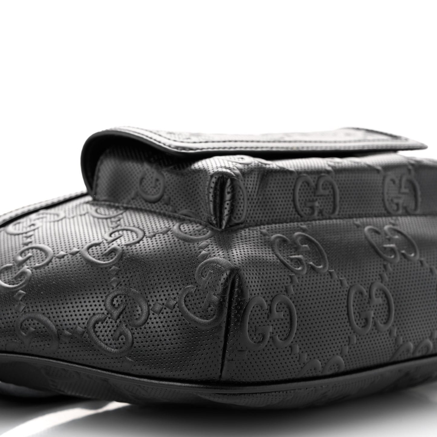 Calfskin GG Tennis Embossed Pocket Belt Bag Black