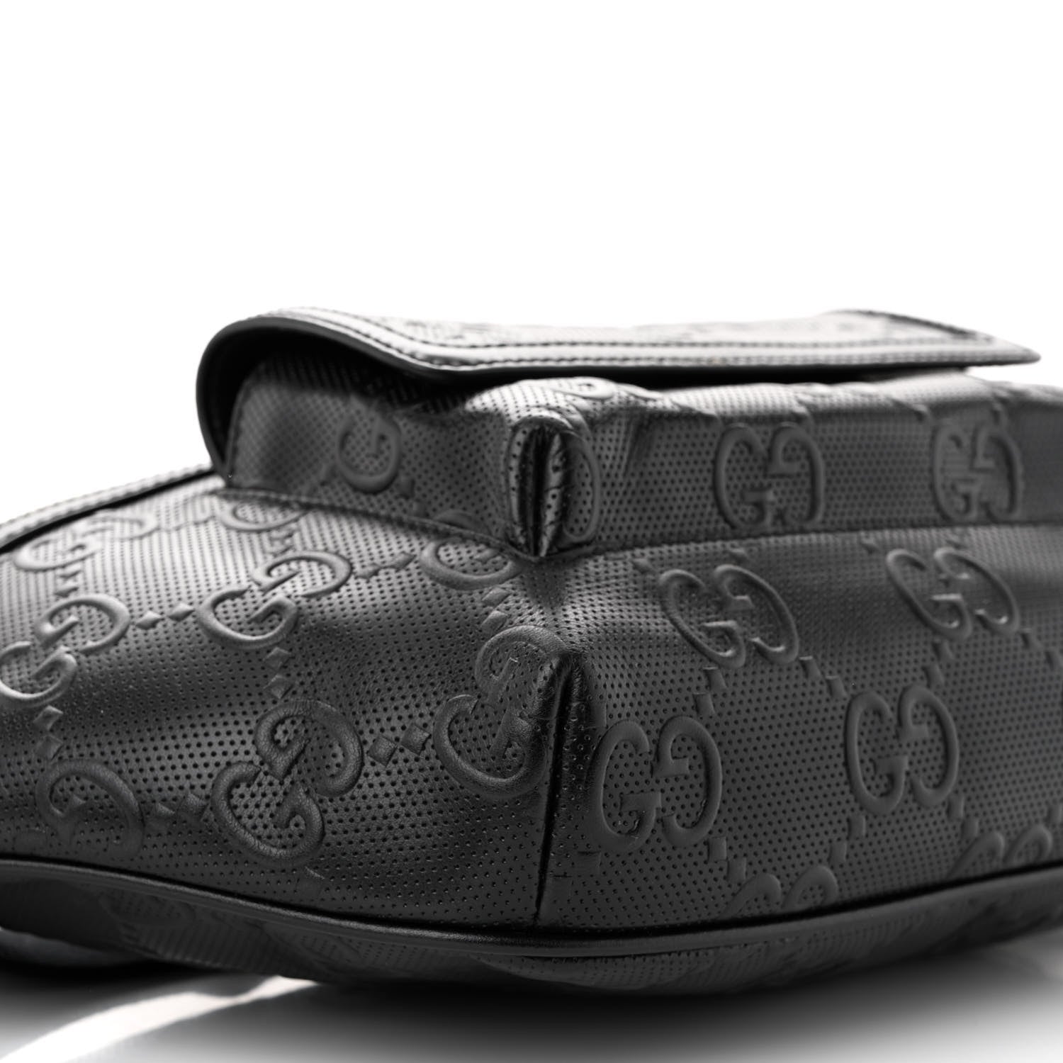 Gucci Calfskin GG Tennis Embossed Pocket Belt Bag Black 9 of 11