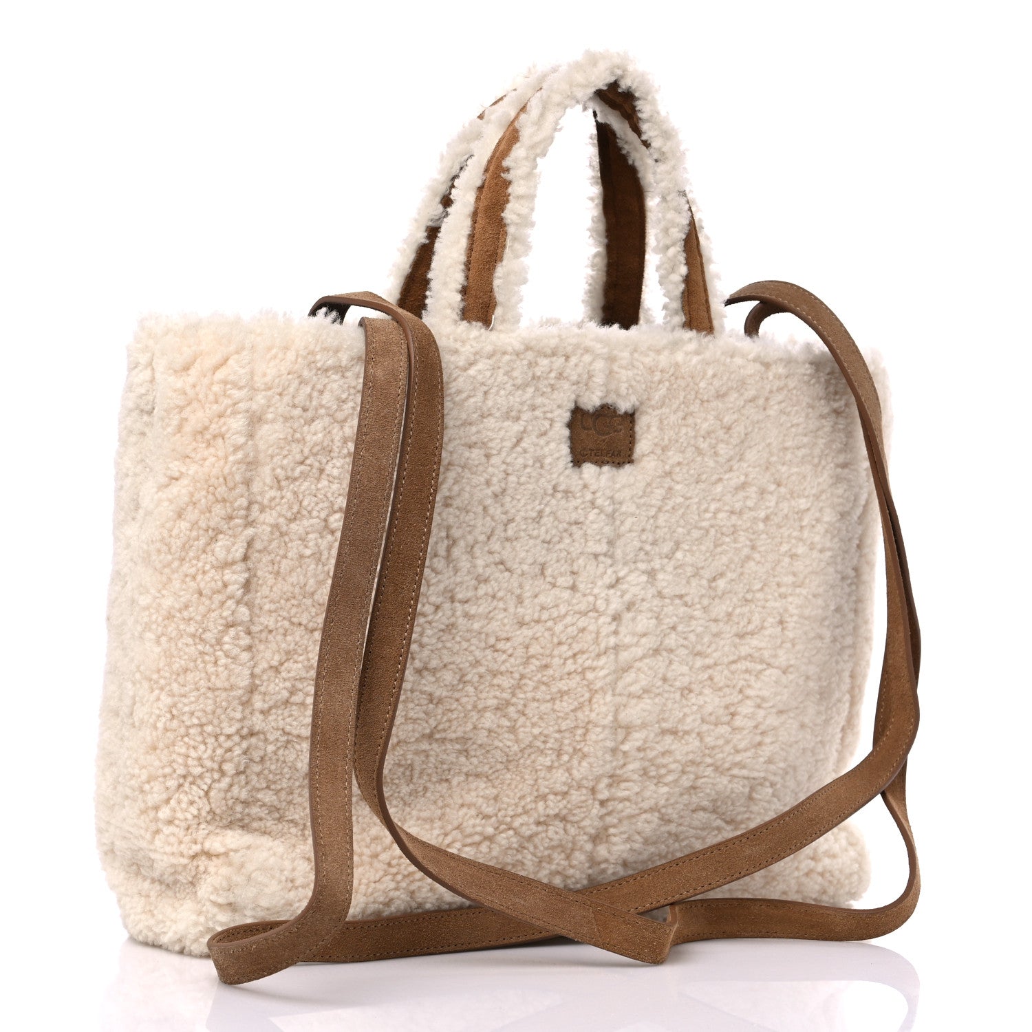 Telfar X UGG Suede Shearling Medium Shopping Bag Natural 2 of 9