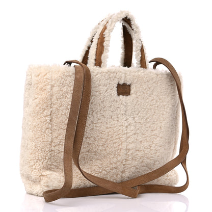 Telfar X UGG Suede Shearling Medium Shopping Bag Natural 2 of 9