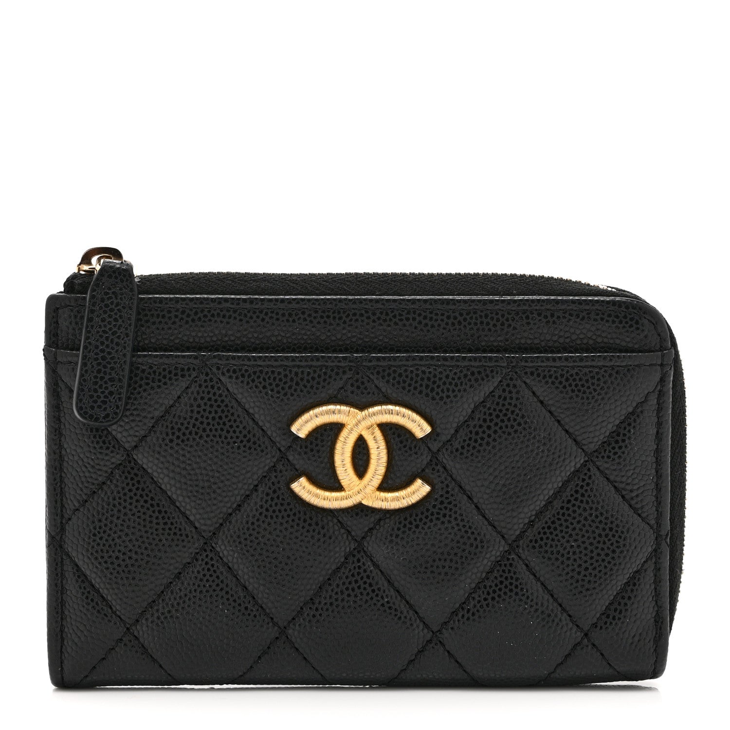 Chanel Caviar Quilted CC Zip Around Card Holder Black 1 of 10