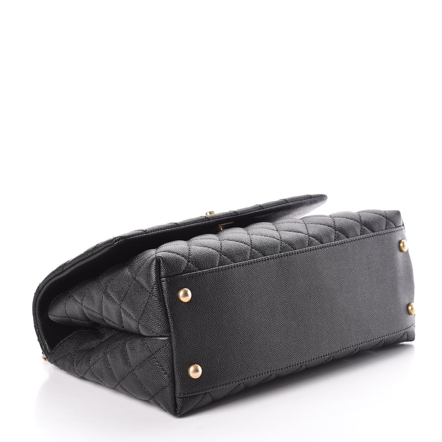 Caviar Quilted Small Coco Handle Flap Black
