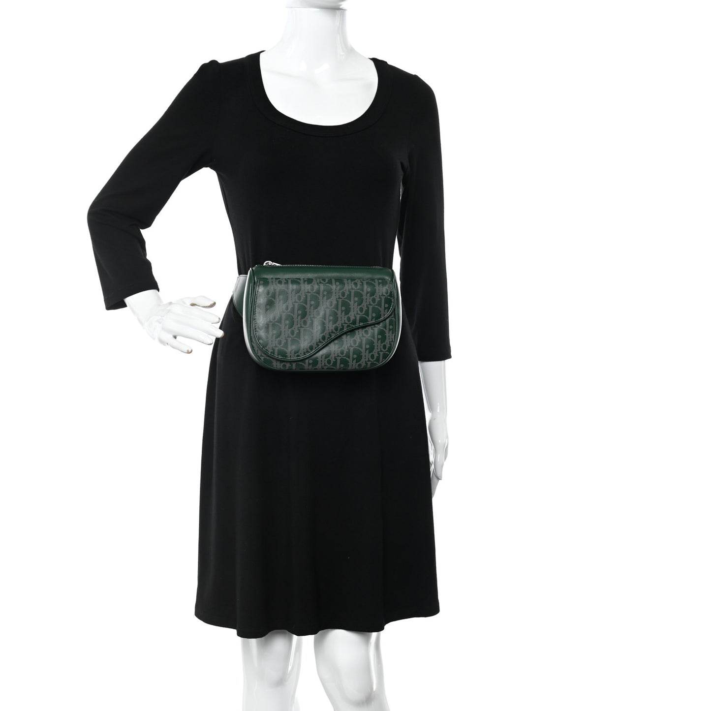 Galaxy Calfskin Oblique World Tour Saddle Belt Bag Green