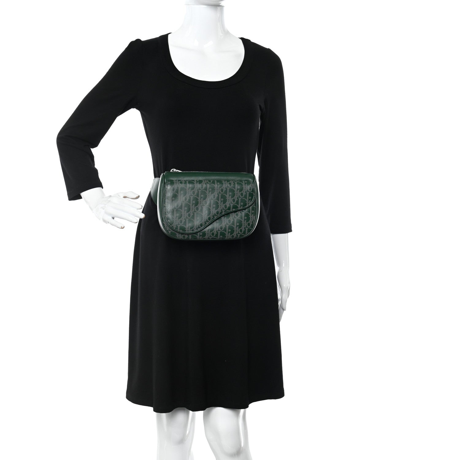 Christian Dior Galaxy Calfskin Oblique World Tour Saddle Belt Bag Green 2 of 13