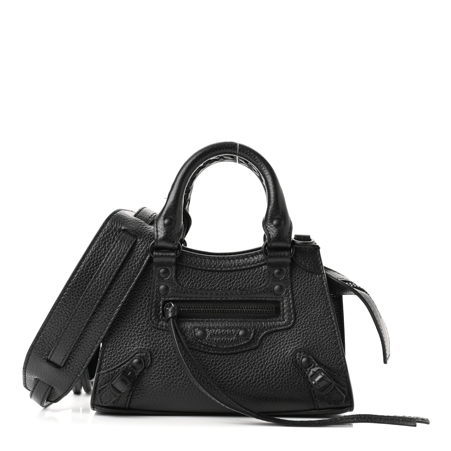Grained Calfskin Neo Classic Black Hardware Nano City Crossbody Black
