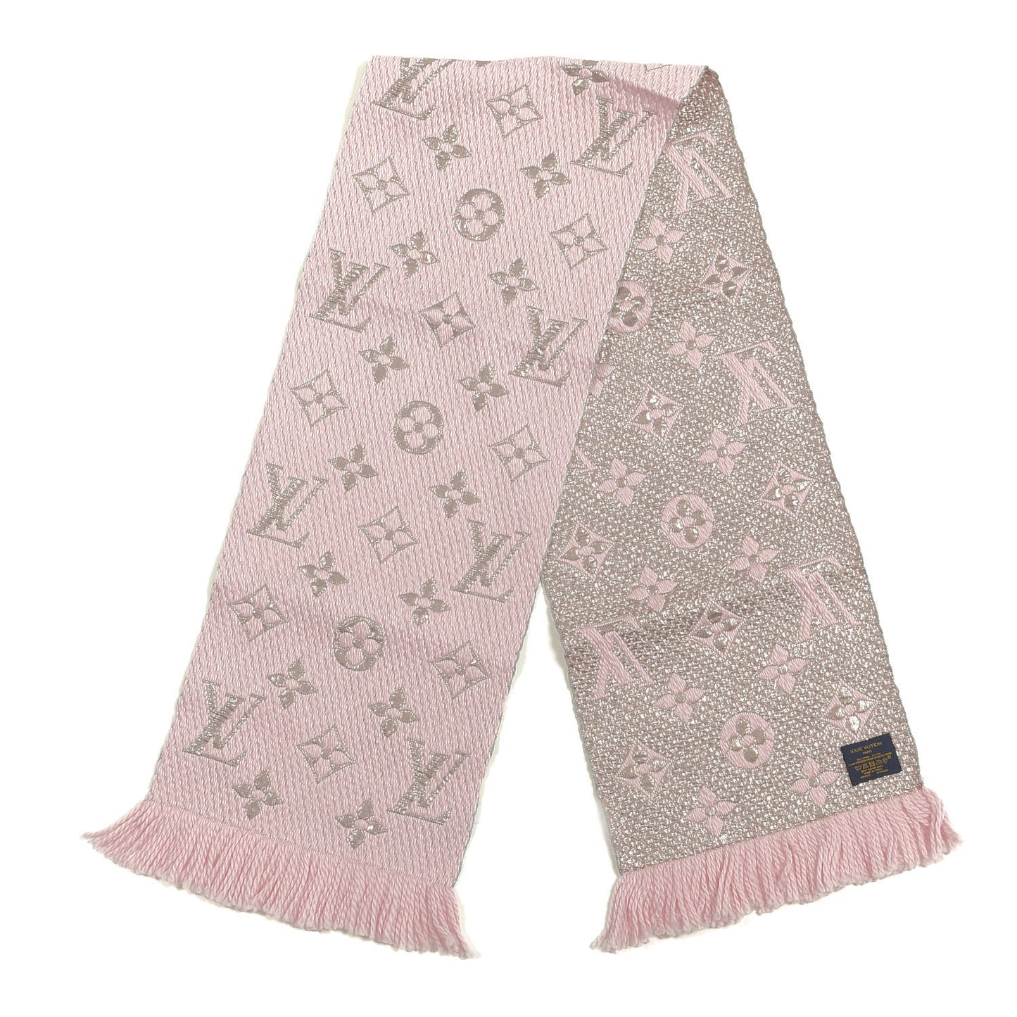 Wool Silk Logomania Shine Scarf Pink