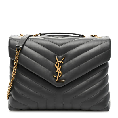 Saint Laurent Calfskin Y Quilted Monogram Medium Loulou Chain Satchel Storm 1 of 9