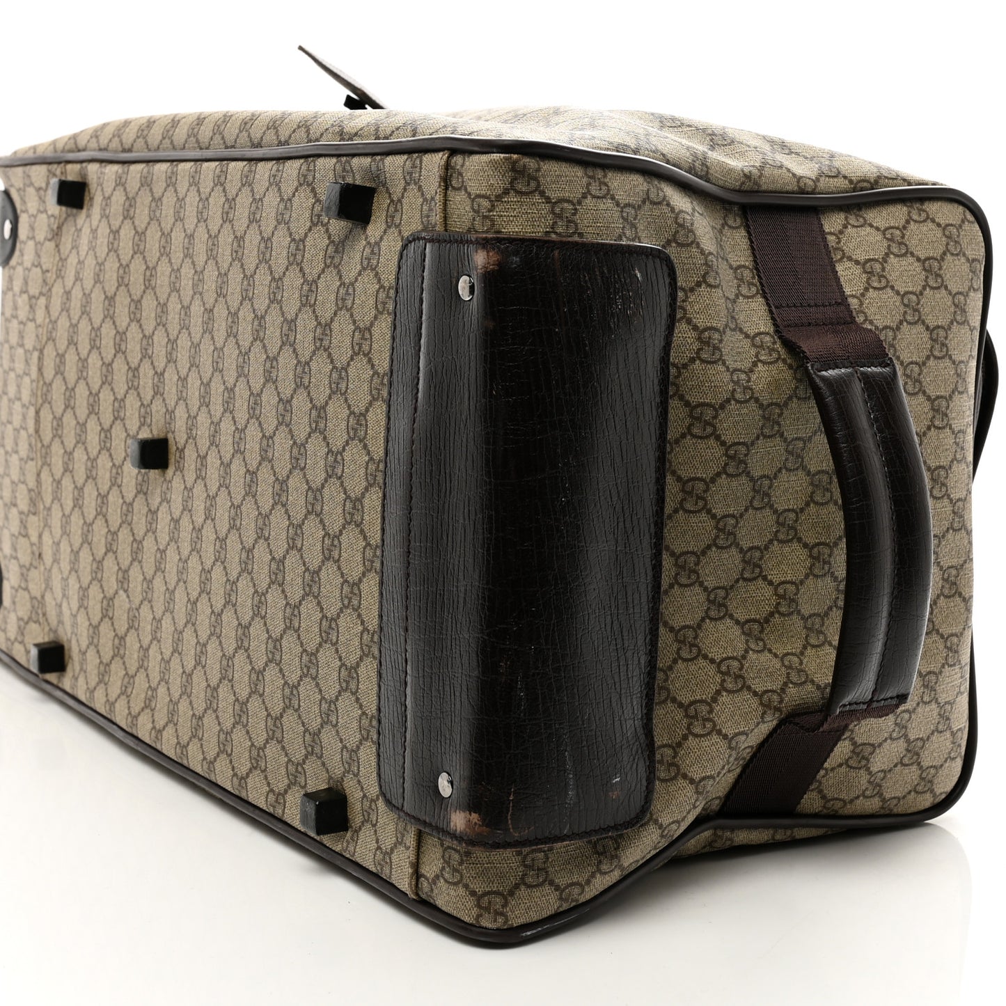 GG Supreme Monogram Two Wheel Suitcase Brown