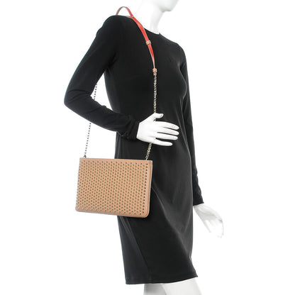 Christian Louboutin Calfskin Studded Loubiposh Chain Clutch Nude 2 of 7