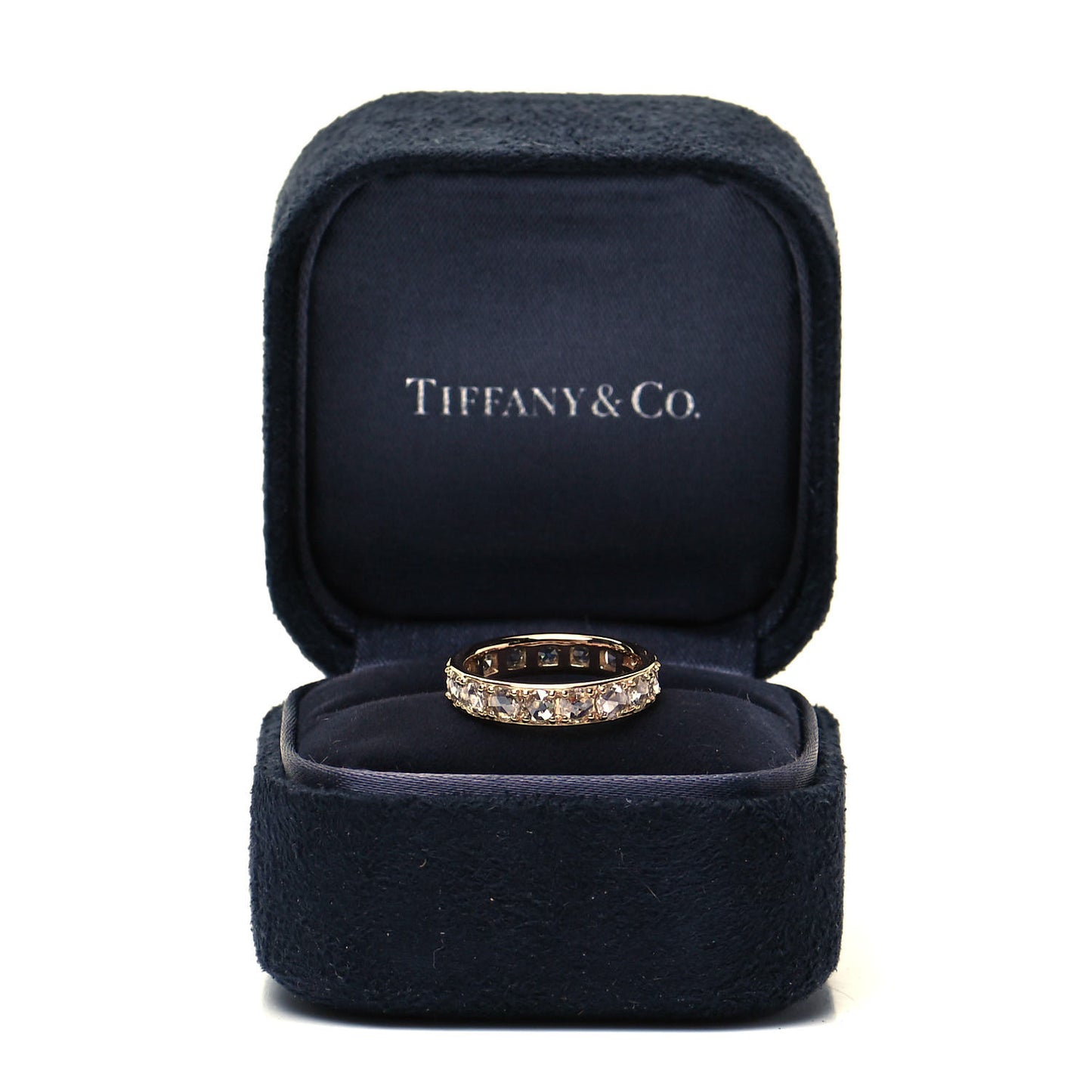 18K Rose Gold Diamond Metro Rose Cut Eternity Band Ring 47 4