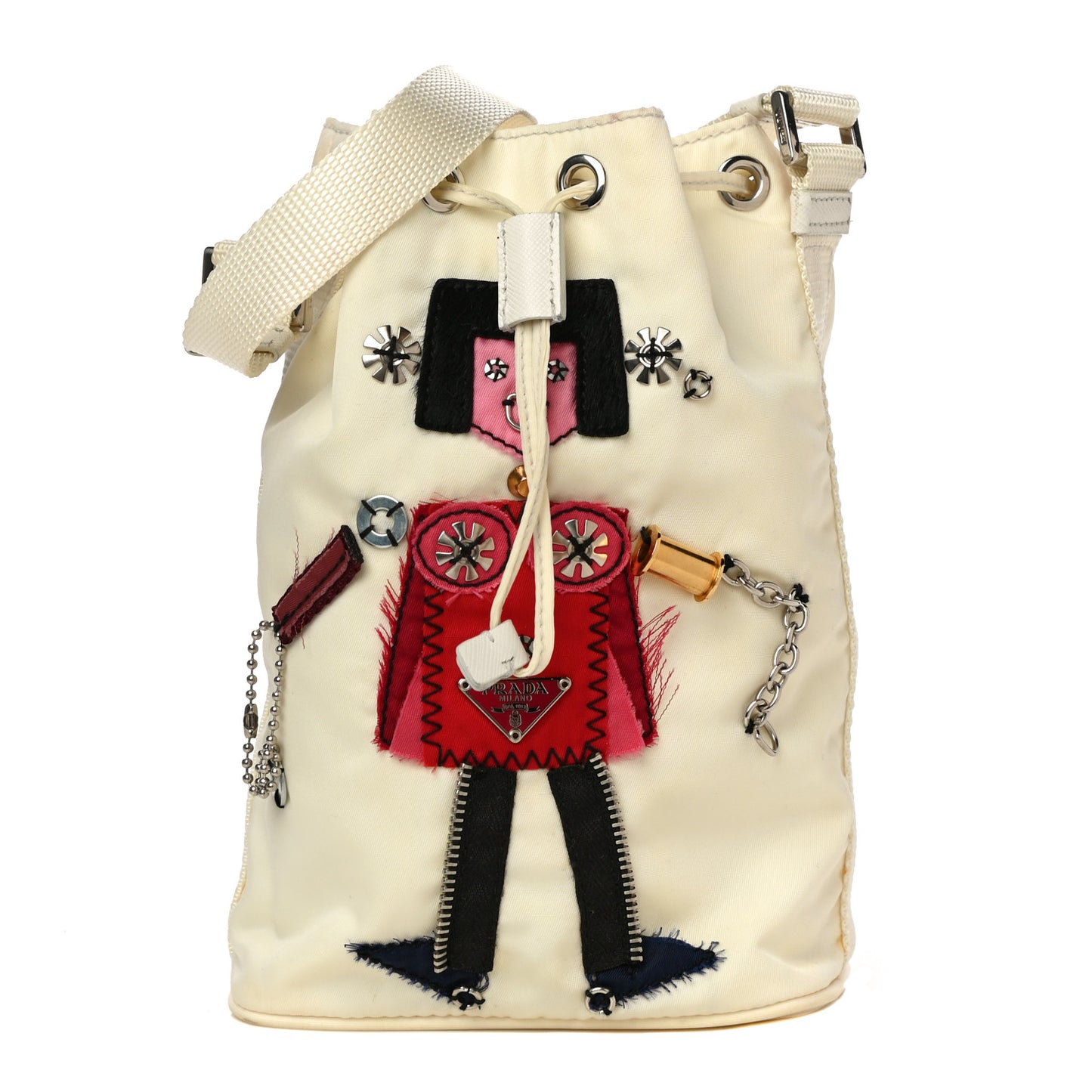 Tessuto Nylon Saffiano Robot Bucket Bianco
