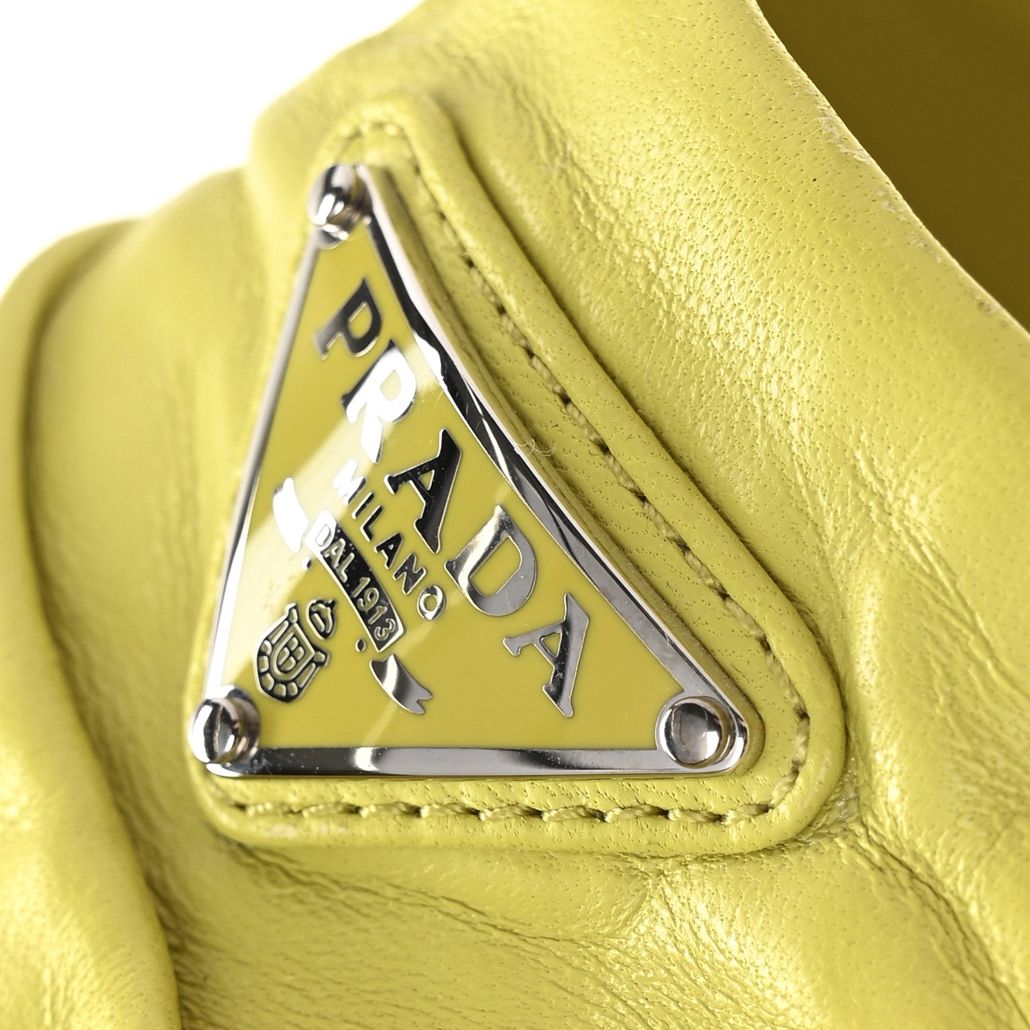 Prada Nappa Antique Triangle Logo Mules 37.5 Cedro 9 of 10