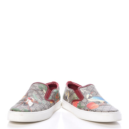 Gucci GG Supreme Monogram Tian Mens Dublin Slip On Sneakers 13 Beige Multicolor Red 6 of 14