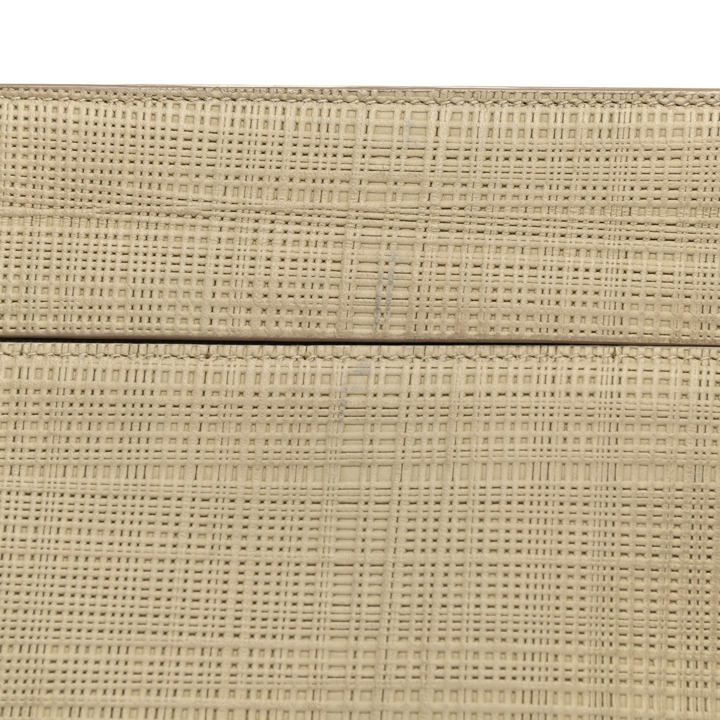 Calfskin Linen Embossed Large T Pouch Beige