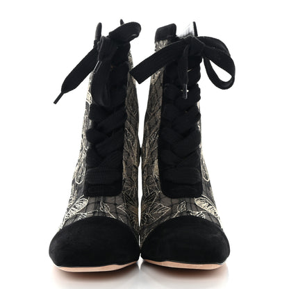 Christian Dior Suede Lurex Butterfly Embroidered Naughtily-D Heeled Ankle Boots 37 Black Gold 2 of 11