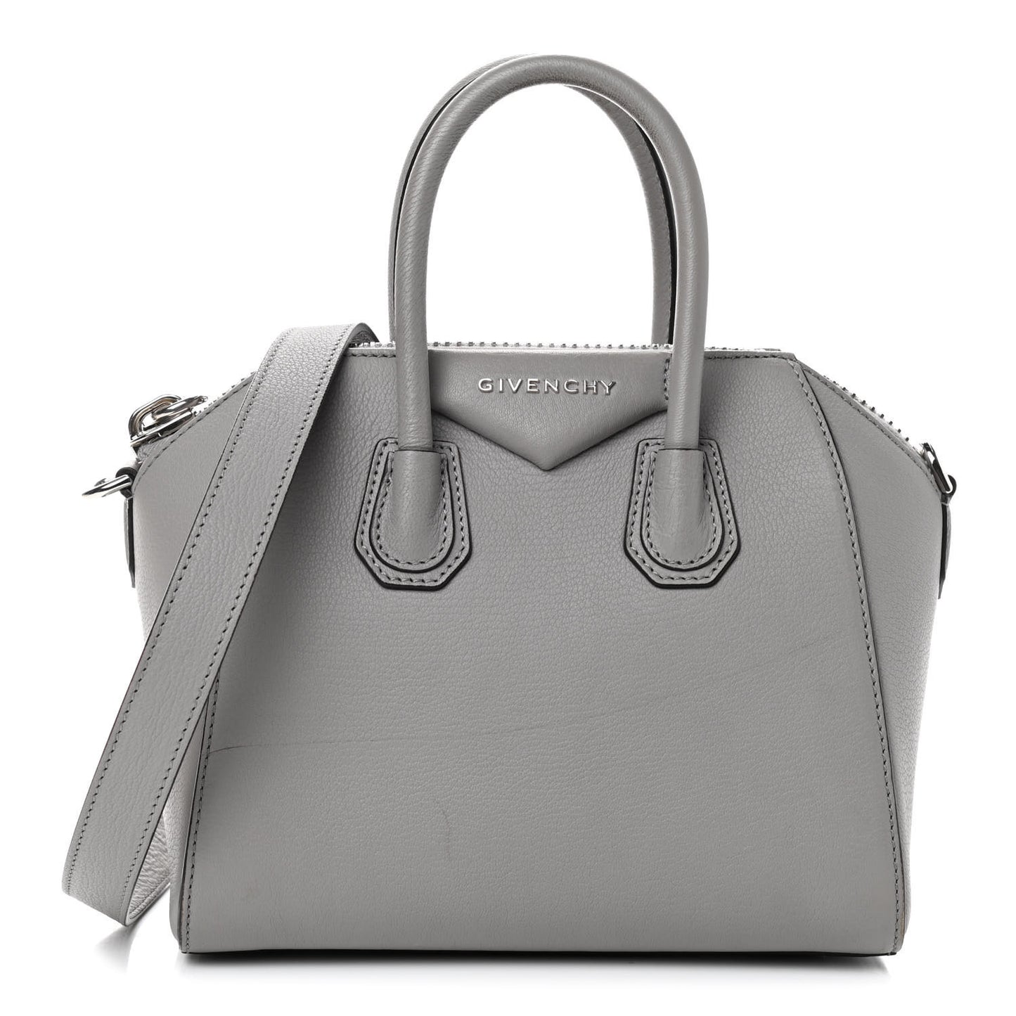Sugar Goatskin Mini Antigona Pearl Grey