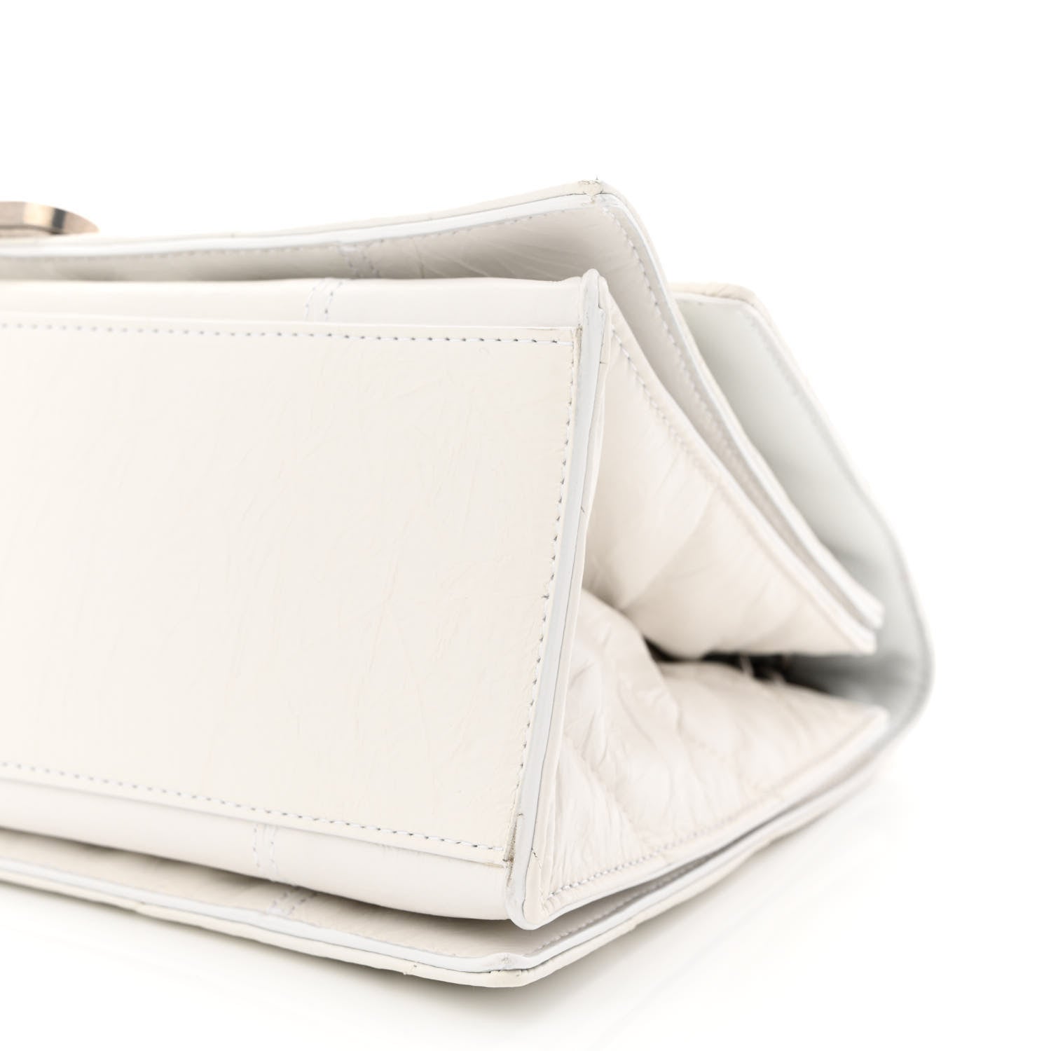 Balenciaga Crushed Calfskin Quilted Medium Crush Chain Bag Optic White 10 of 11