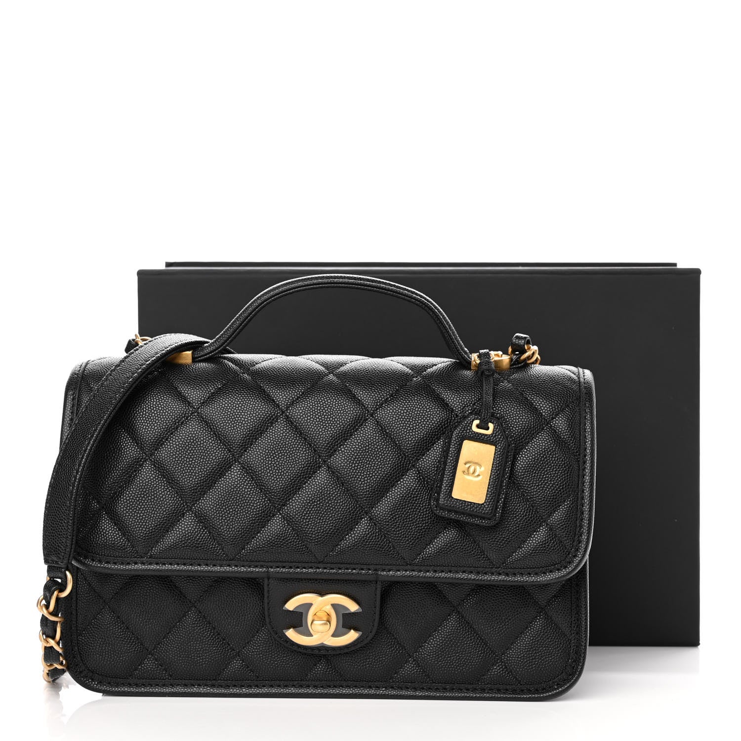 Chanel Caviar Quilted School Memory Small Top Handle Flap Black 11 of 11