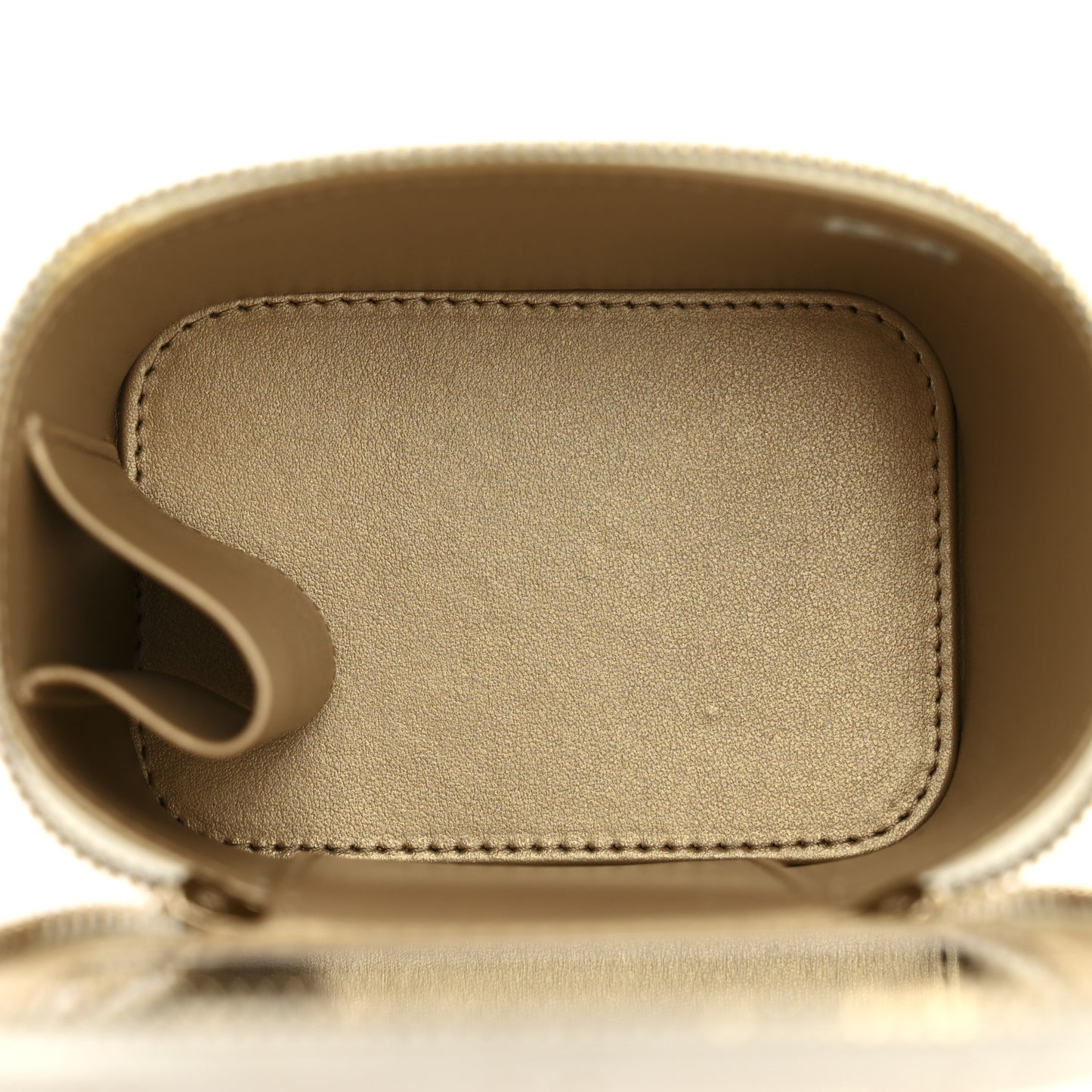 Lambskin Quilted Enamel Pearl Crush Mini Vanity Case With Chain White