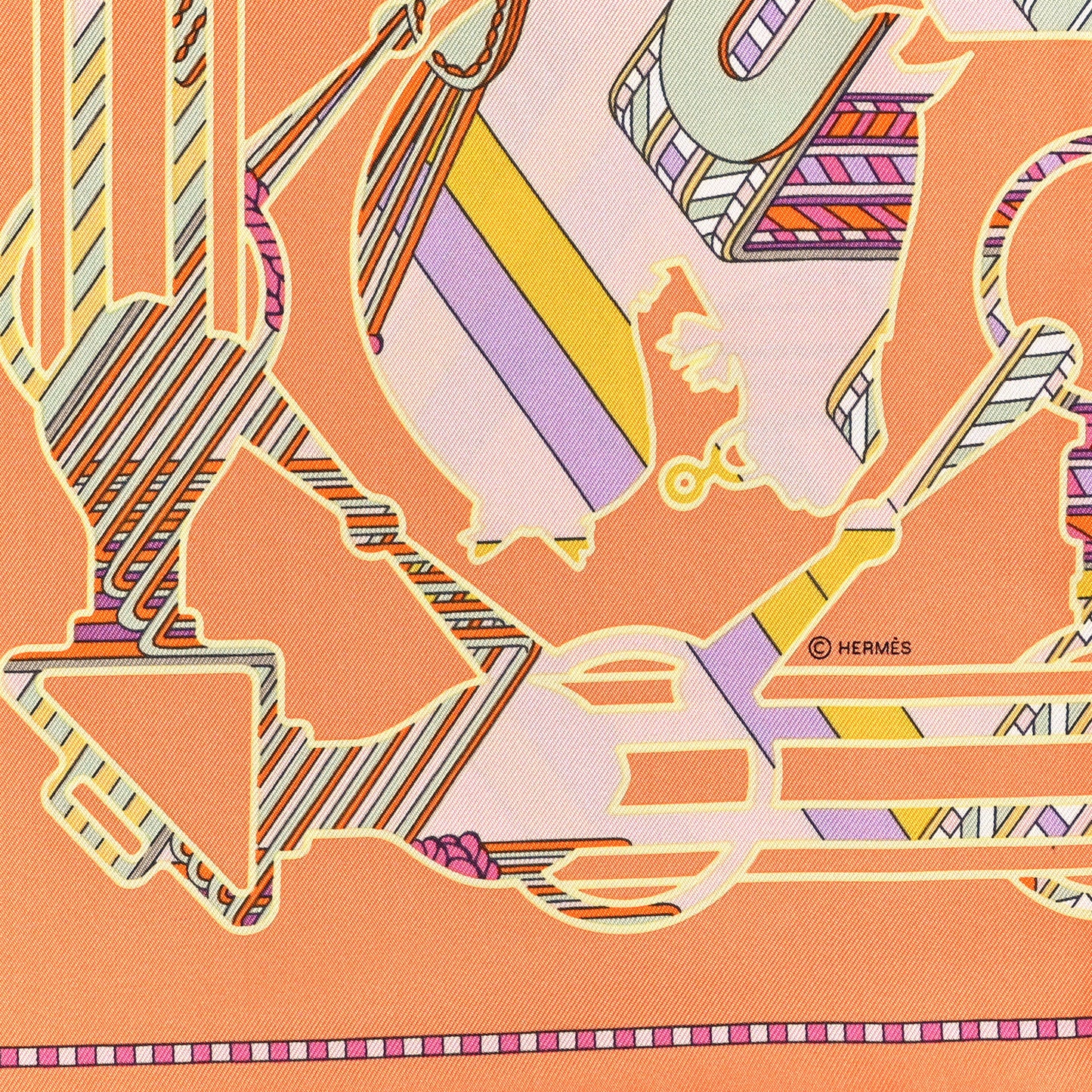 Silk Tatersale en Zig Zag Pocket Square Abricot Vert D'eau