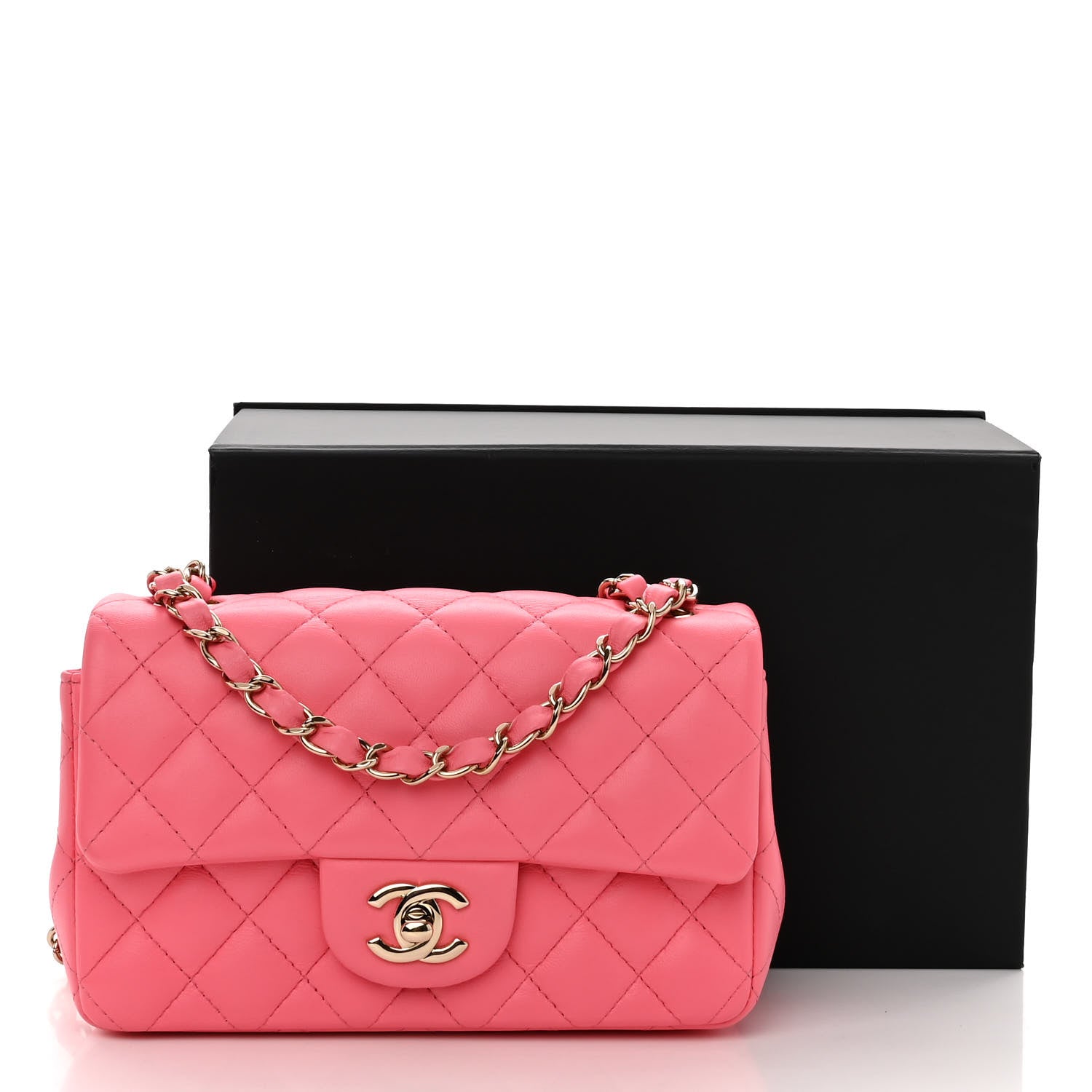 Chanel Lambskin Quilted Mini Rectangular Flap Pink 14 of 14