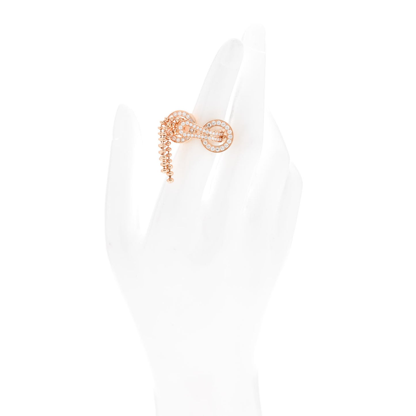 18K Pink Gold Diamond Agrafe Ring 52 6