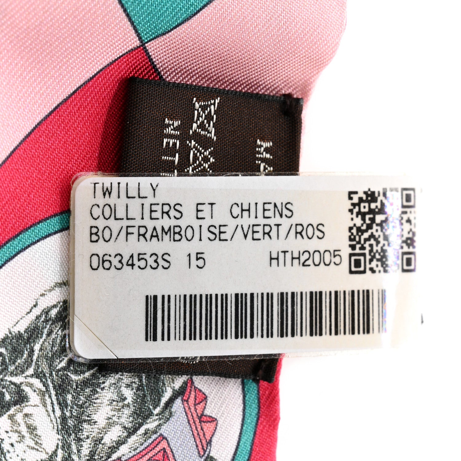 Hermes Silk Colliers Et Chiens Twilly Framboise Vert Rose 3 of 5